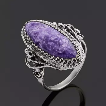 Кольцо чароит (нейзильбер) размер 16,5