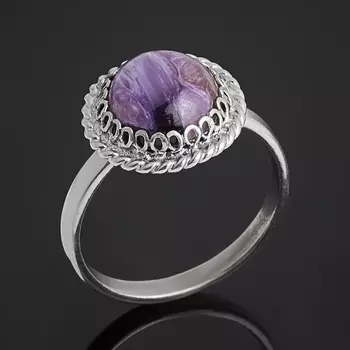 Кольцо чароит (нейзильбер) размер 16