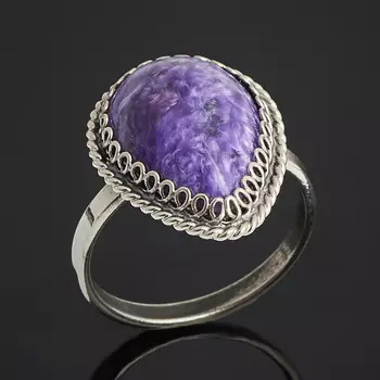 Кольцо чароит (нейзильбер) размер 16,5