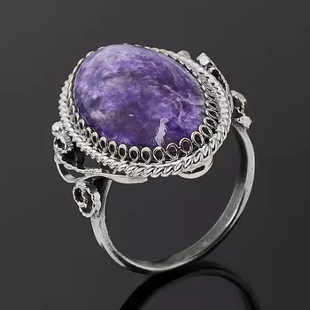 Кольцо чароит (нейзильбер) размер 17