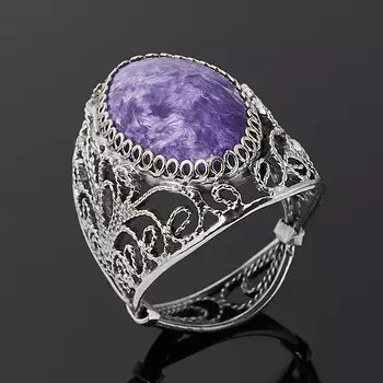 Кольцо чароит (нейзильбер) размер 17,5