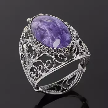 Кольцо чароит (нейзильбер) размер 17,5