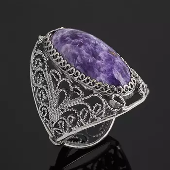 Кольцо чароит (нейзильбер) размер 17,5