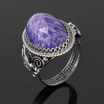 Кольцо чароит (нейзильбер) размер 17,5