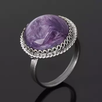 Кольцо чароит (нейзильбер) размер 17