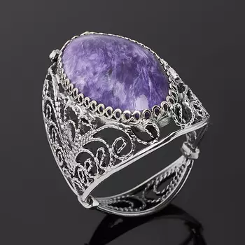 Кольцо чароит (нейзильбер) размер 18,5