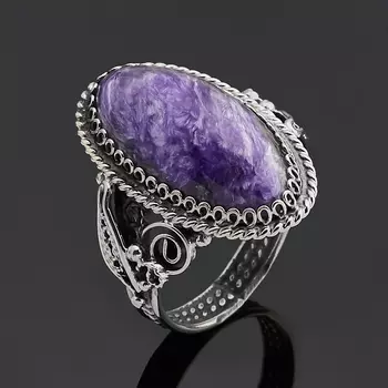 Кольцо чароит (нейзильбер) размер 18