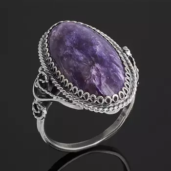 Кольцо чароит (нейзильбер) размер 18