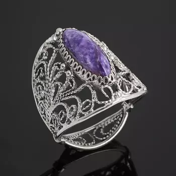 Кольцо чароит (нейзильбер) размер 18