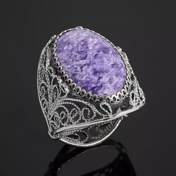 Кольцо чароит (нейзильбер) размер 18