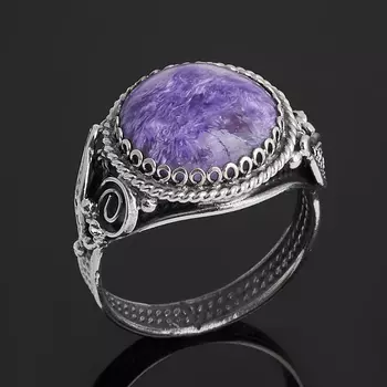 Кольцо чароит (нейзильбер) размер 18,5