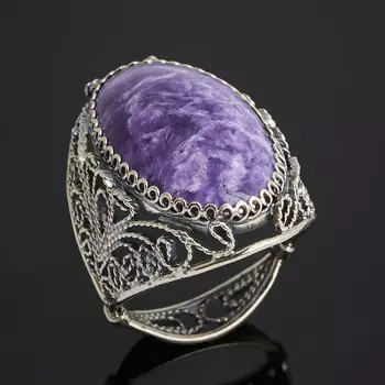 Кольцо чароит (нейзильбер) размер 18,5