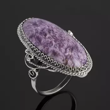 Кольцо чароит (нейзильбер) размер 19