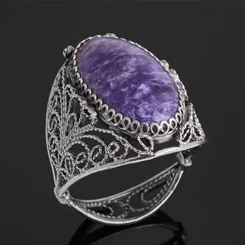 Кольцо чароит (нейзильбер) размер 20