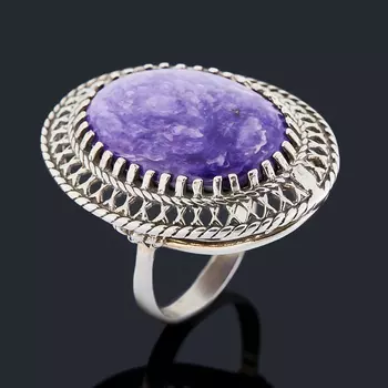 Кольцо чароит (серебро 925 пр. оксидир.) размер 20