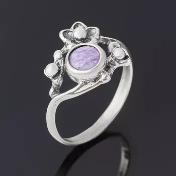 Кольцо чароит (серебро 925 пр. оксидир.) размер 17,5