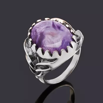 Кольцо чароит (серебро 925 пр. оксидир.) размер 17,5