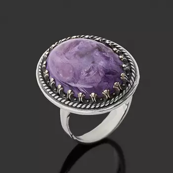 Кольцо чароит (серебро 925 пр. оксидир.) размер 17,5