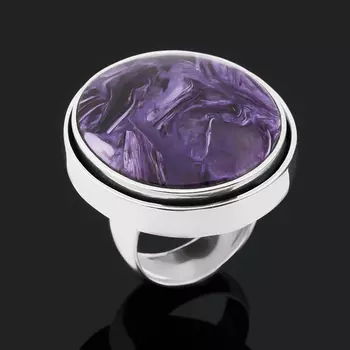 Кольцо чароит (серебро 925 пр. оксидир.) размер 18