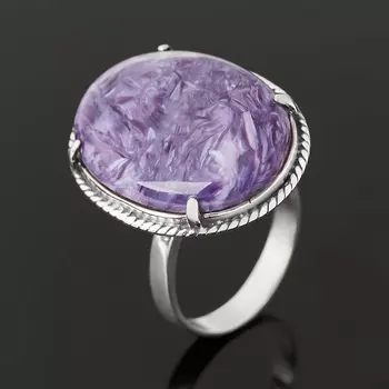 Кольцо чароит (серебро 925 пр. оксидир.) размер 17,5