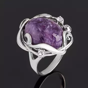 Кольцо чароит (серебро 925 пр. родир. бел.) размер 18