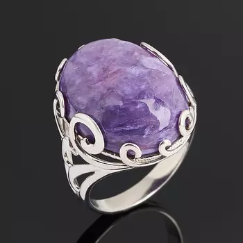 Кольцо чароит (серебро 925 пр. родир. бел.) размер 18