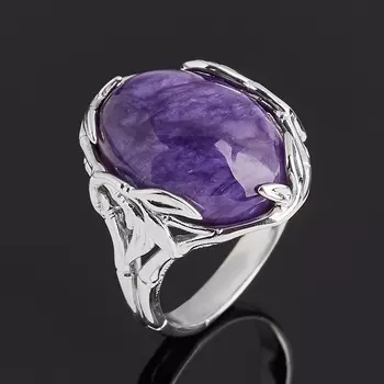 Кольцо чароит (серебро 925 пр. родир. бел.) размер 18