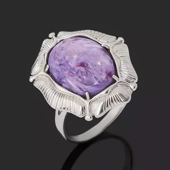 Кольцо чароит (серебро 925 пр. родир. бел.) размер 18,5