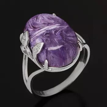 Кольцо чароит (серебро 925 пр. родир. бел.) размер 18