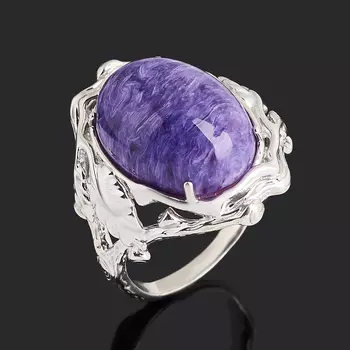 Кольцо чароит (серебро 925 пр. родир. бел.) размер 17,5