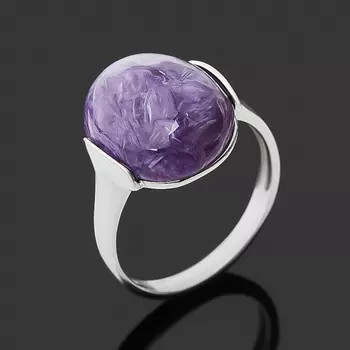 Кольцо чароит (серебро 925 пр. родир. бел.) размер 17,5