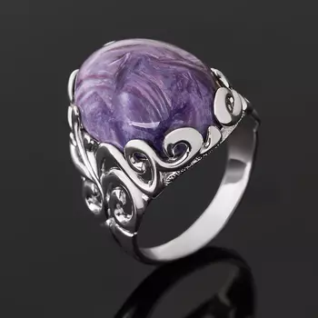 Кольцо чароит (серебро 925 пр. родир. бел.) размер 17