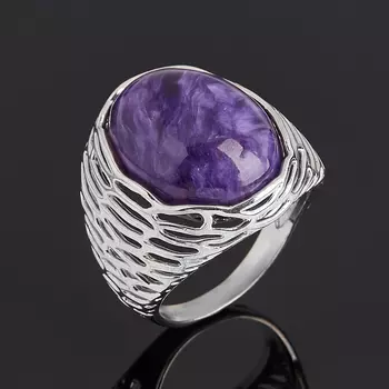 Кольцо чароит (серебро 925 пр. родир. бел.) размер 18