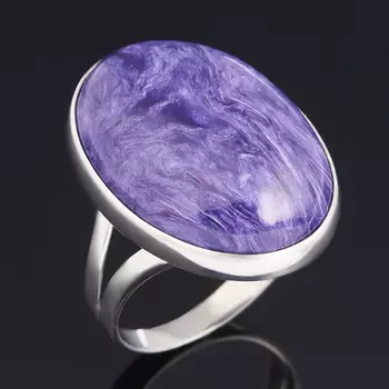 Кольцо чароит (серебро 925 пр. родир. бел.) размер 18,5