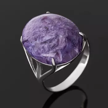 Кольцо чароит (серебро 925 пр. родир. бел.) размер 18