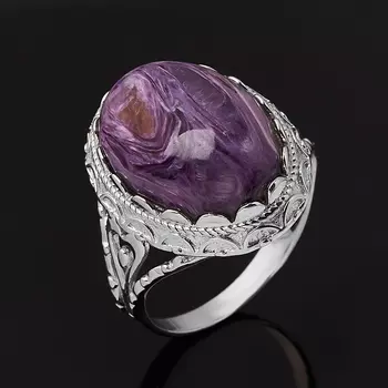 Кольцо чароит (серебро 925 пр. родир. бел.) размер 19