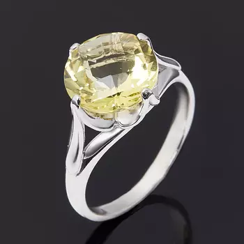 Кольцо цитрин огранка (серебро 925 пр. родир. бел.) размер 18