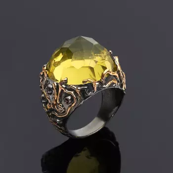 Кольцо цитрин огранка (серебро 925 пр., позолота) размер 17,5