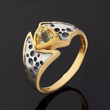 Кольцо цитрин огранка (серебро 925 пр., позолота) размер 18