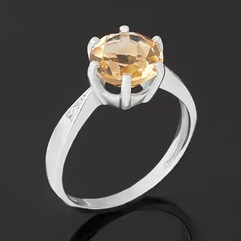 Кольцо цитрин огранка (серебро 925 пр.) размер 18