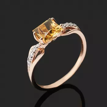 Кольцо цитрин огранка (серебро 925 пр. родир. бел. позолота) размер 17,5