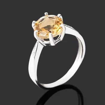 Кольцо цитрин огранка (серебро 925 пр. родир. бел.) размер 16,5