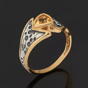 Кольцо цитрин (серебро 925 пр. оксидир., позолота) огранка размер 17,5