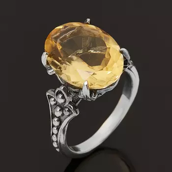 Кольцо цитрин (серебро 925 пр. оксидир.) огранка размер 17,5