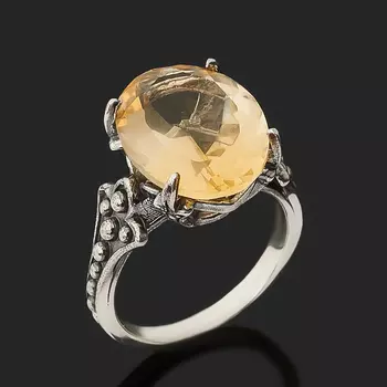 Кольцо цитрин (серебро 925 пр. оксидир.) огранка размер 17