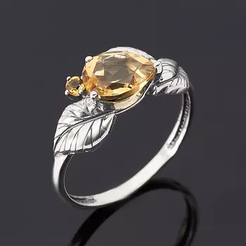 Кольцо цитрин (серебро 925 пр. оксидир.) огранка размер 17,5