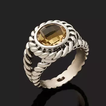 Кольцо цитрин (серебро 925 пр. оксидир.) огранка размер 18