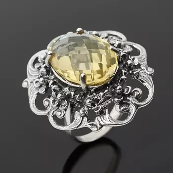 Кольцо цитрин (серебро 925 пр. оксидир.) огранка размер 18,5