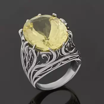 Кольцо цитрин (серебро 925 пр. оксидир.) огранка размер 18,5