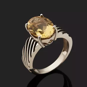 Кольцо цитрин (серебро 925 пр. оксидир.) огранка размер 19